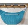 Sac banane xl velours bleu turquoise et imprimé fleuri bleu