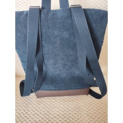 Sac à dos velours bleu marine imprimé bouddha
