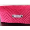 Trousse de toilette en velours matelassé tout doux rose fushia avec poignée