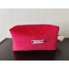 Trousse de toilette en velours matelassé tout doux rose fushia avec poignée
