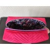 Trousse de toilette en velours matelassé tout doux rose fushia avec poignée