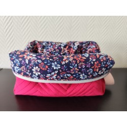 Trousse de toilette en velours matelassé tout doux rose fushia avec poignée