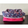 Trousse de toilette en velours matelassé tout doux rose fushia avec poignée