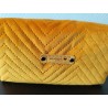 Trousse de toilette en velours matelassé jaune d'or tout doux  avec poignée