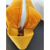Trousse de toilette en velours matelassé jaune d'or tout doux  avec poignée