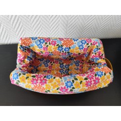 Trousse de toilette en velours matelassé jaune d'or tout doux  avec poignée