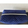 Trousse de toilette en velours matelassé bleu outremer tout doux  avec poignée