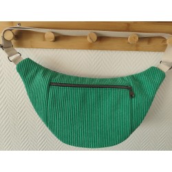 Sac banane xl imprimé tropical et velours vert prairie