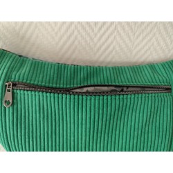 Sac banane xl imprimé tropical et velours vert prairie