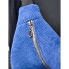 Sac banane xl velours bleu électrique et imprimé eventail bleu