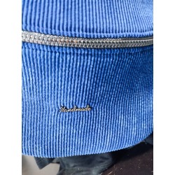 Sac banane xl velours bleu électrique et imprimé eventail bleu