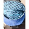 Sac banane xl velours bleu électrique et imprimé eventail bleu