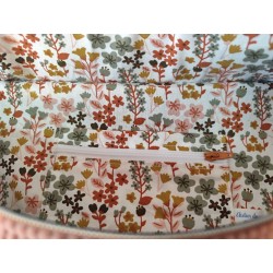 Sac banane xl velours rose et imprimé fleuri ocre