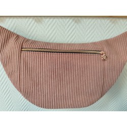 Sac banane xl velours rose et imprimé fleuri ocre