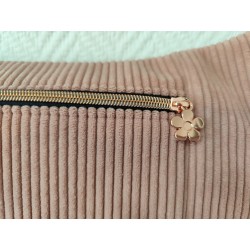 Sac banane xl velours rose et imprimé fleuri ocre
