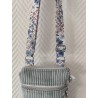 Pochette téléphone velours bleu clair et imprimé fleuri bleu