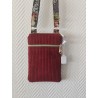Pochette téléphone velours bordeaux et imprimé japonisant