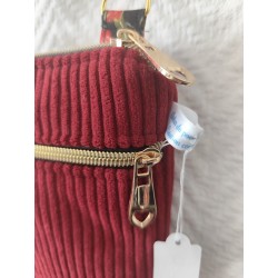 Pochette téléphone velours bordeaux et imprimé japonisant