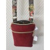 Pochette téléphone velours bordeaux et imprimé japonisant