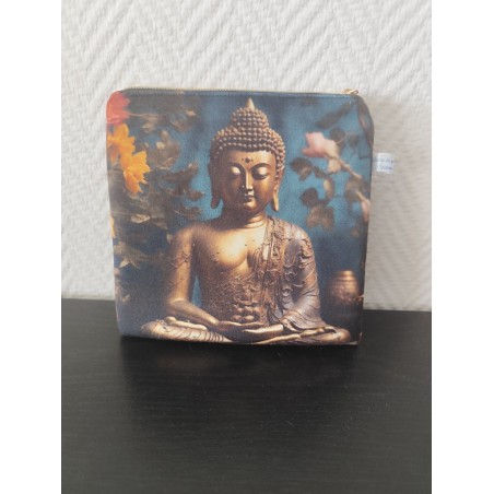 Pochette en velours imprimé bouddha - 20x20 cm
