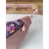 Sac banane xl velours rose et imprimé fleuri mauve