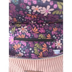 Sac banane xl velours rose et imprimé fleuri mauve