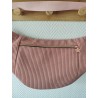 Sac banane xl velours rose et imprimé fleuri mauve