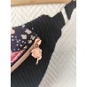 Sac banane xl velours noir et imprimé fleuri rose fond noir