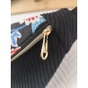 Sac banane xl velours noir et imprimé fleuri sixties fond noir