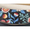 Sac banane xl velours noir et imprimé fleuri sixties fond noir