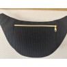 Sac banane xl velours noir et imprimé fleuri sixties fond noir