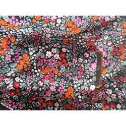 Sac à dos velours bordeau fait main et imprimé fleuri fond noir