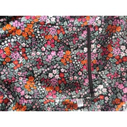 Sac à dos velours bordeau fait main et imprimé fleuri fond noir