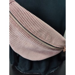 Sac banane velours vieux rose et imprimé fleuri fond marine