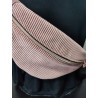 Sac banane velours vieux rose et imprimé fleuri fond marine