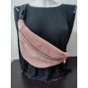 Sac banane velours vieux rose et imprimé fleuri fond marine