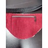 Sac banane velours matelassé fleuri et imprimé fleuri et velours côtelé bordeau