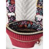 Pochette téléphone velours bordeau et imprimé fleuri fond noir