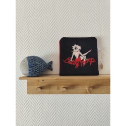 Pochette en velours imprimé Betty boop fond noir- 20x20 cm