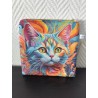 Pochette en velours imprimé chat coloré - 20x20 cm
