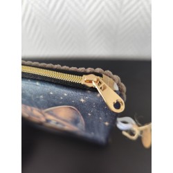 Pochette en velours imprimé chat nuit étoilée - 20x20 cm