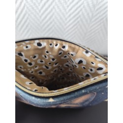 Pochette en velours imprimé chat nuit étoilée - 20x20 cm