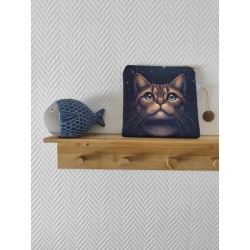 Pochette en velours imprimé chat nuit étoilée - 20x20 cm