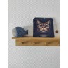 Pochette en velours imprimé chat nuit étoilée - 20x20 cm