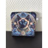 Pochette en velours imprimé chat sacré ETT fleurs marines- 20x20 cm