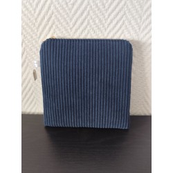 Pochette en velours imprimé chat sacré ETT fleurs marines- 20x20 cm