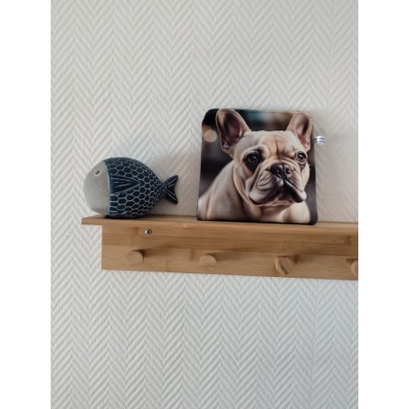 Pochette en velours imprimé chien bouledogue français- 20x20 cm