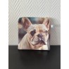 Pochette en velours imprimé chien bouledogue français- 20x20 cm