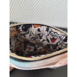 Pochette en velours imprimé chien bouledogue français- 20x20 cm