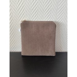 Pochette en velours imprimé chien bouledogue français- 20x20 cm